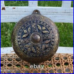 Antique Victorian Ornate Mechanical Doorbell Pat 1879 Cast Iron Eastlake Brass