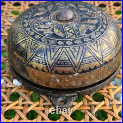 Antique Victorian Ornate Mechanical Doorbell Pat 1879 Cast Iron Eastlake Brass
