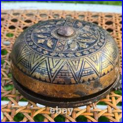 Antique Victorian Ornate Mechanical Doorbell Pat 1879 Cast Iron Eastlake Brass