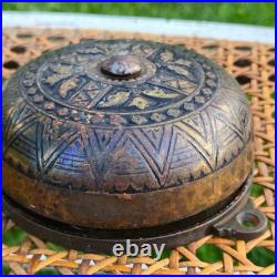Antique Victorian Ornate Mechanical Doorbell Pat 1879 Cast Iron Eastlake Brass