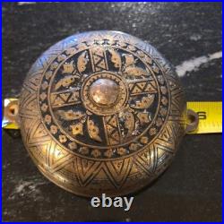 Antique Victorian Ornate Mechanical Doorbell Pat 1879 Cast Iron Eastlake Brass