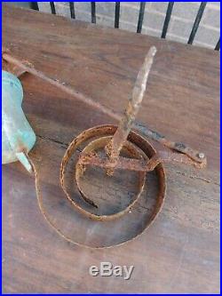 Antique Victorian School Farm Estate Yard Bell On Metal Spring With Iron Puller