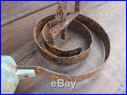 Antique Victorian School Farm Estate Yard Bell On Metal Spring With Iron Puller