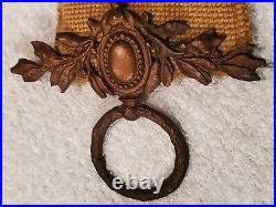 Antique Victorian Servants Bell Pull Brass Ring and Cloth Pull Bellhop Dinner