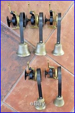 Antique Victorian Set Of 5 Brass Reclaimed Servant Call Bells Maid Butler Door