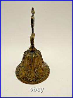 Antique Victorian Solid Brass Hand Bell Ornate Baroque Handle 6 Heavy Cast Antique Victorian Solid Brass Hand Bell Ornate Baroque Handle 6 Heavy Cast