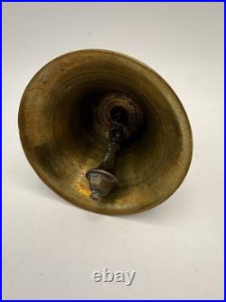 Antique Victorian Solid Brass Hand Bell Ornate Baroque Handle 6 Heavy Cast