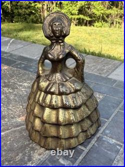 Antique Victorian-Style Brass Bell Elegant Woman Figurine -Collectible