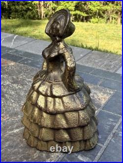 Antique Victorian-Style Brass Bell Elegant Woman Figurine -Collectible