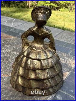 Antique Victorian-Style Brass Bell Elegant Woman Figurine -Collectible