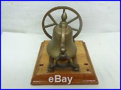 Antique Victorian Table Servants Wall Mounted Brass Bell withwheel