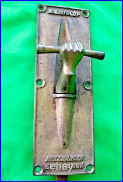 Antique Victorian reclaim Fist Handle Brass Bell Pull by R C Hislop Edinburgh