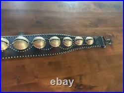 Antique Vintage 11 Etched Sleigh Bells on a 37 Leather Strap Gorgeous