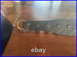 Antique Vintage 11 Etched Sleigh Bells on a 37 Leather Strap Gorgeous