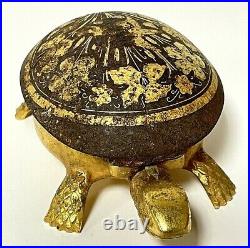 Antique Vintage BOJ Wind-Up Ornate Damascene Brass Turtle Hotel Lobby Bell Spain