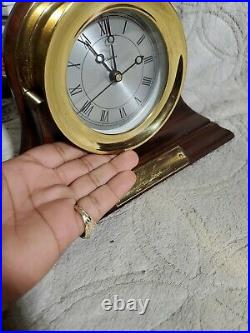 Antique Vintage Brass CHELSEA SHIPS BELL CLOCK & Stand