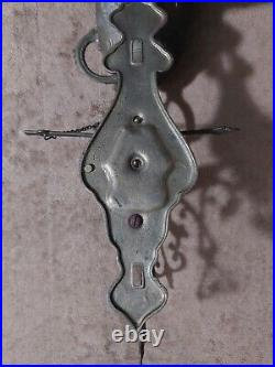 Antique Vintage Brass Ornate Door Bell with Pull Chain, Latin Phrase around Top