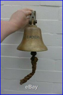 Antique Vintage Brass Ship's bell S. S. Ackers Pub Boat Ship Home Loft Man Cave