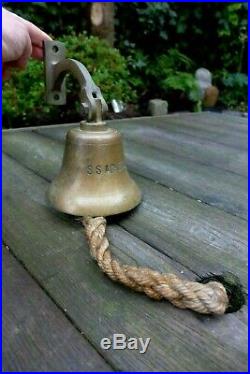 Antique Vintage Brass Ship's bell S. S. Ackers Pub Boat Ship Home Loft Man Cave