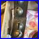 Antique Vintage Brass Sleigh Bells on Original Leather Strap 31 with 18 Bells