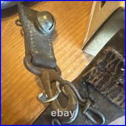 Antique Vintage Brass Sleigh Bells on Original Leather Strap 31 with 18 Bells