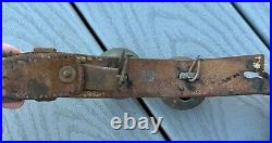 Antique Vintage Brass Sleigh Bells on Original Leather Strap, Horse Primitive