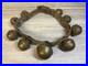 Antique Vintage Brass Sleigh Bells on Original Leather Strap, with 9 Bells