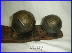Antique/Vintage Brass Sleigh Bells with 17 Leather Equestrian Rump Strap