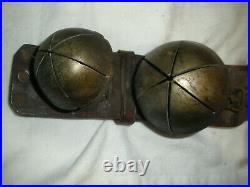 Antique/Vintage Brass Sleigh Bells with 17 Leather Equestrian Rump Strap