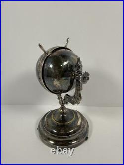 Antique Vintage Brass Spinning Globe Hotel Desk Counter Bell As-is