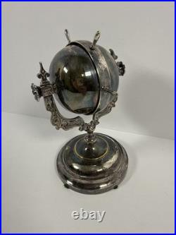 Antique Vintage Brass Spinning Globe Hotel Desk Counter Bell As-is