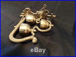 Antique Vintage Church Bell Brass and Steel 3 Bells 9 Clappers HEAVY Wall Mount
