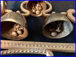 Antique Vintage Church Bell Brass and Steel 3 Bells 9 Clappers HEAVY Wall Mount