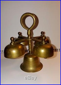 Antique Vintage Church Sanctuary Church Altar Bell Brass 5 Cup Bells Catholic