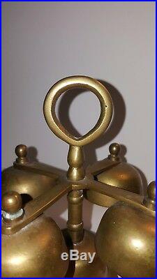 Antique Vintage Church Sanctuary Church Altar Bell Brass 5 Cup Bells Catholic