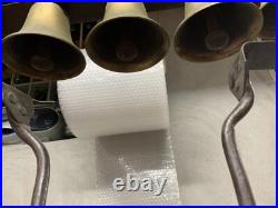 Antique Vintage Conestoga Brass Bells Mounted on Wood Base