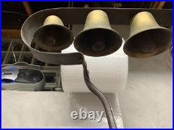 Antique Vintage Conestoga Brass Bells Mounted on Wood Base