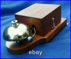 Antique Vintage French Electric Door Railway Butler Alarm Bell Wood Brass