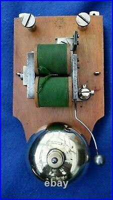 Antique Vintage French Electric Door Railway Butler Alarm Bell Wood Brass