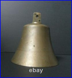 Antique Vintage Hanging Nautical School Brass Bell marked 21 6.5 x 6.25 apx