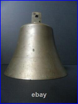 Antique Vintage Hanging Nautical School Brass Bell marked 21 6.5 x 6.25 apx