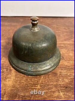 Antique Vintage Hotel Desk Bell Ringer Push Button Loud Large Size Needs Work