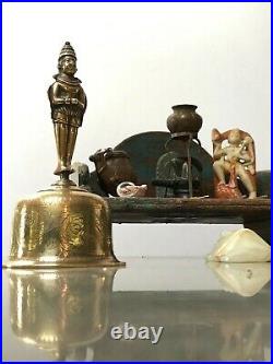 Antique Vintage Indian. Hanuman Hindu Brass Temple Hand Bell. Ghanta Rajasthan