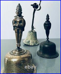 Antique Vintage Indian. Hanuman Hindu Brass Temple Hand Bell. Ghanta Rajasthan