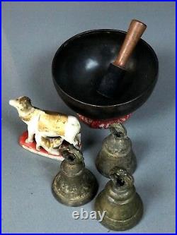 Antique Vintage Indian. Hanuman Hindu Brass Temple Hand Bell. Ghanta Rajasthan