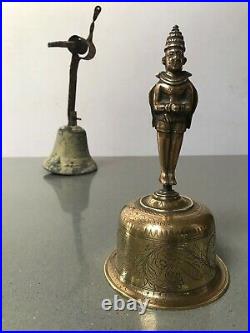 Antique Vintage Indian. Hanuman Hindu Brass Temple Hand Bell. Ghanta Rajasthan