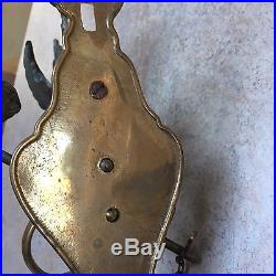 Antique Vintage Large Brass Door Hand Bell Whoever Touches Me Hears My Voice