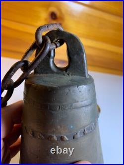 Antique Vintage Large Huge BRASS Bell Bells Chime Chimes Cresent Moon Star
