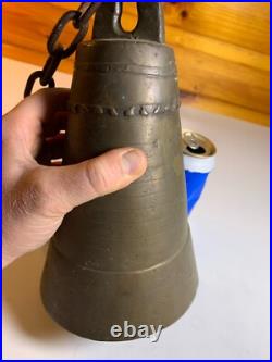 Antique Vintage Large Huge BRASS Bell Bells Chime Chimes Cresent Moon Star