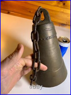 Antique Vintage Large Huge BRASS Bell Bells Chime Chimes Cresent Moon Star